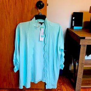 Light Blue Scallop Trim Cardigan